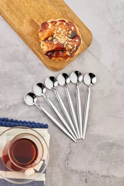 Set di 6 Cucchiaini da Tè in Acciaio Inox / Rotondi Argento - Cucchiaio in Acciaio Inossidabile che Non Rugginisce, Cm