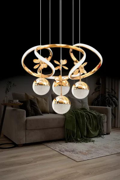Emerald Model Stylish Modern LED Chandelier 3 in 1 Gold LED Living Room Chandelier