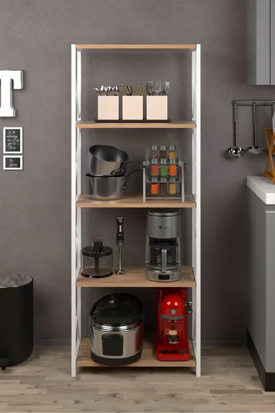 Bohemian Kitchen Shelf Material Cabinet 5-Tier Microwave Oven Shelf Multi-Purpose Cabinet Shelf cm