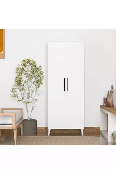 Wardrobe with 2 Doors, Hanging Space, and Shelves