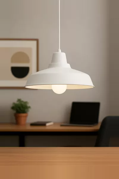 Lunora Metal Single White Pendant Chandelier Retro Model Modern Industrial Kitchen Hall Cafe Living Room Chandelier