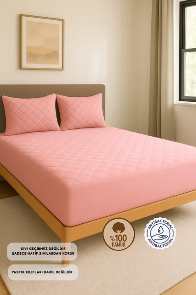 Poederkleurig % Katoen Gewatteerd Hoeslaken Matrasbeschermer Baby-Enkel-Dubbel-Koninginnengrootte Matrasbeschermer