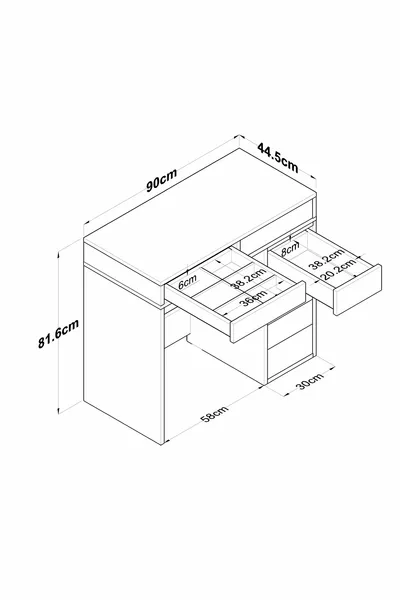 راني طاولة مكياج مع 7 أدراج لتنظيم المجوهرات باللون الأبيض