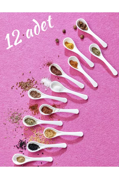 Бял сервиз за прибори и лъжица за подправки - Лъжица за мед за закуска, лъжица за захар и сладко