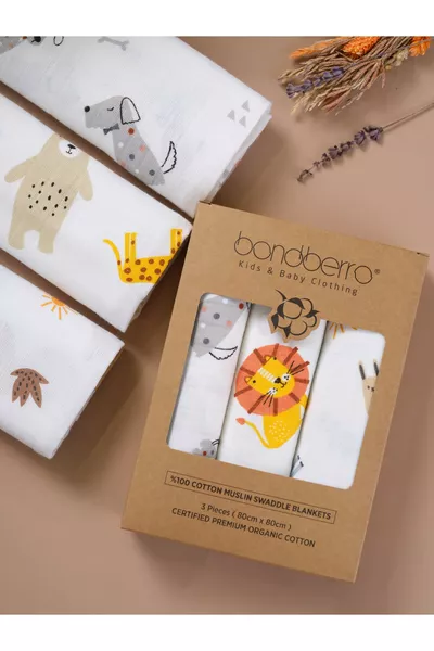 Многофункционална муселинова кърпа и одеяло 3-частен комплект % памук, сертифициран по Oeko-Tex,  см