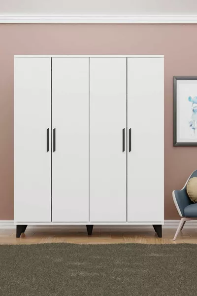 GM -A ARMADIO NERO A 4 ANTE CON MANIGLIE