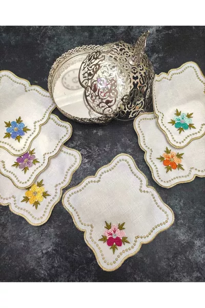 مناديل للتقديم، مناديل كوكتيل، مناديل جانبية للقهوة، حوامل أكواب، مجموعة من 6 مناديل للتقديم