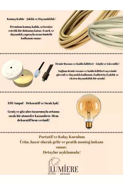 ثريا معلقة بثلاثة مصابيح بأسلوب اسكندنافي وبوهيمي بمظهر خرساني - تصميم احترافي، تشمل لمبة ضوء النهار