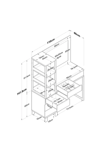 Rani Tocador de Maquillaje con Espejo Iluminado Estilo Hollywood con 5 Cajones y Estante Organizador de Joyas Blanco