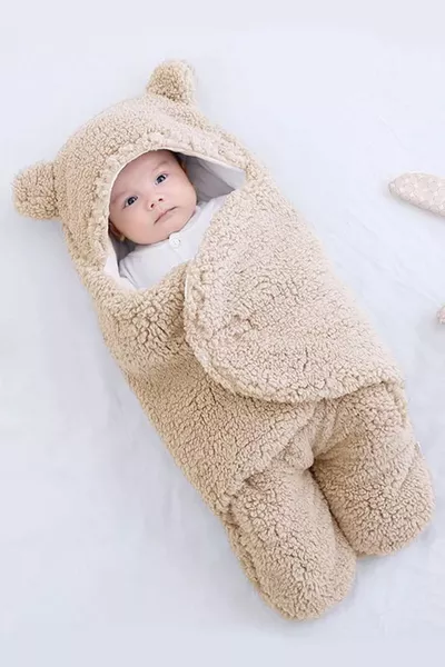  Months Cotton-Blend Ear Hooded Welsoft Plush Baby Blanket - Welsoft Baby Sleeping Bag