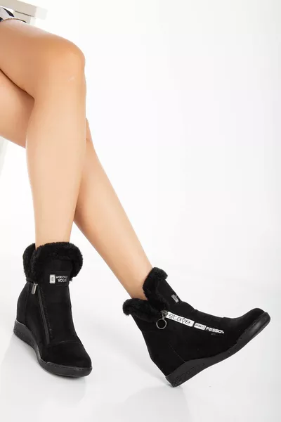 Staye كعب مخفي بسحاب أسود من جلد الغزال