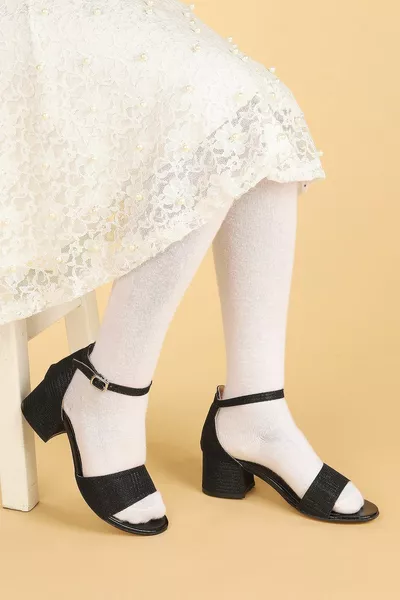 Meisjes Zwart Casual 3cm Hakken Sandalen Schoenen