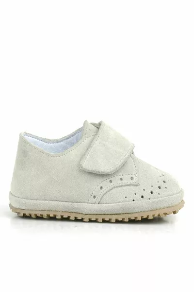 جلد طبيعي بيج Nubuck الفيلكرو الجوارب الطفل