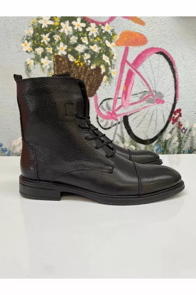  Noir Cuir Véritable Fermeture Éclair Intérieure Lacets Thermo Slip Semelle Orthopédique Homme Postal