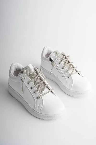 Обувки за бели момичета със страничен цип с език