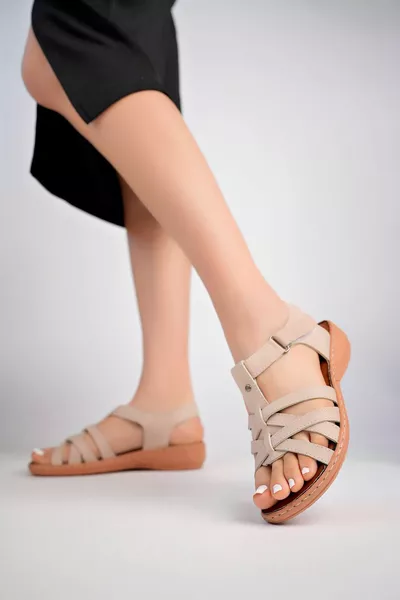 Orthopädische Low Sole Cross Band Damen Sandalen