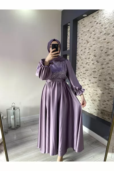 Lilac dress with bead detail