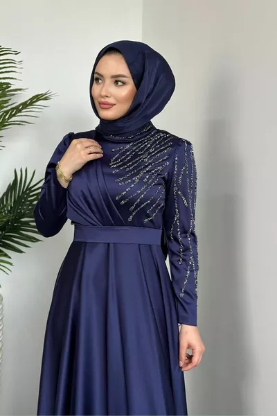 Zühre Evening Dress Navy Blue