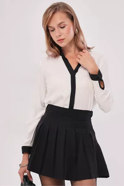 Chemise Femme Écrue à Rayures Sur Le Devant 