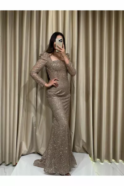 كم طويل مربع الرقبة الموسم الجديد مساء اللباس  