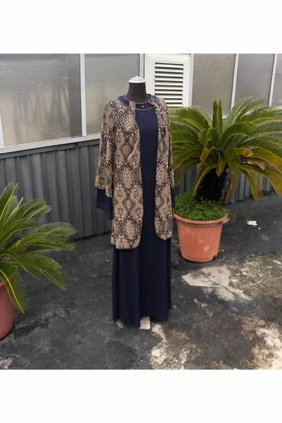 Hijab-avondjurk met luipaardprint voor dames