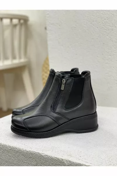 المتأنق  أحذية جلدية أصلية لتقويم العظام مع سحابات مرنة على كلا الجانبين