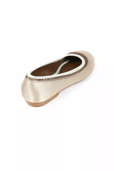 Women's Beige Satin Ballet Flats