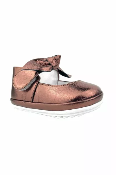 Bow Leather First Step Sandals Bronze