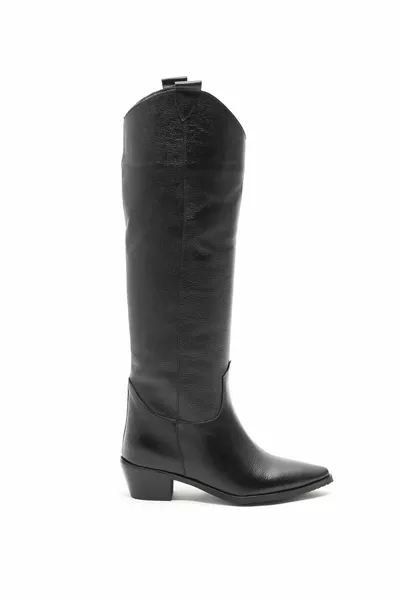 وكيل أسود اللون رعاة البقر الأحذية في الكعب الجلد الحقيقي