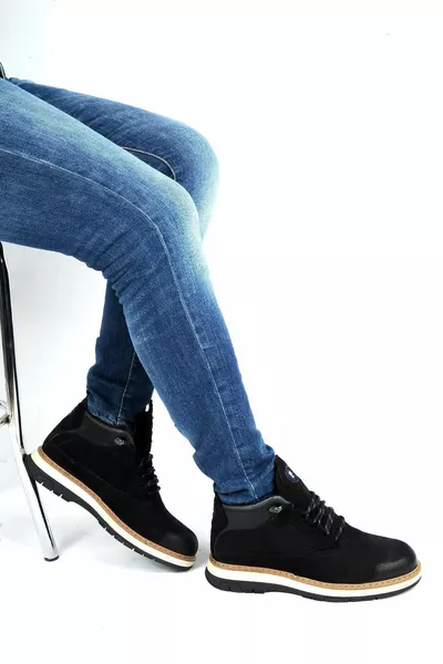  أسود Nubuck ٪ أحذية رجالية شتوية جلدية