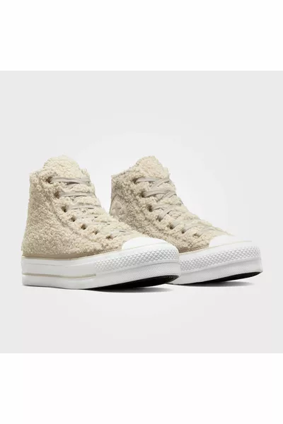 تشاك تايلور أول ستار ليفت منصة دافئ شتاء للجنسين بيج / أسود أحذية رياضية