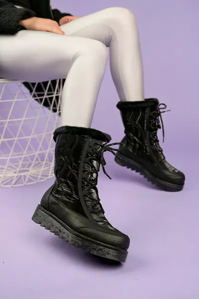 Women's Waterproof Inlay Fur Snow Boots