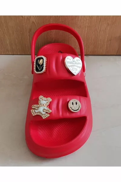 صندل أكينالبيلا ستون بمقدمة مفتوحة أحمر