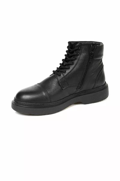 أحذية رجالية جلد طبيعي أسود كاجوال 