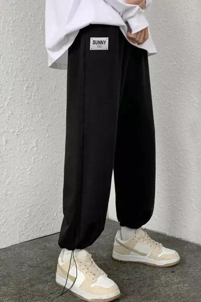 مشمس بنطال رياضي أسود كبير الحجم