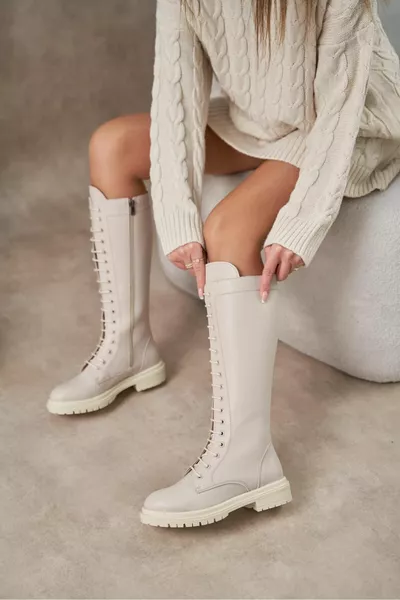 Frank Ecru Женские ботинки на шнуровке на молнии