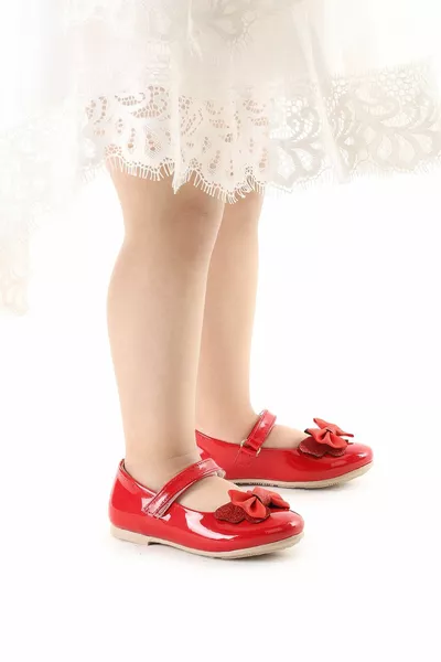 Stone Velcro Girls' Bow Ballet Flats Ege  Patent Leather