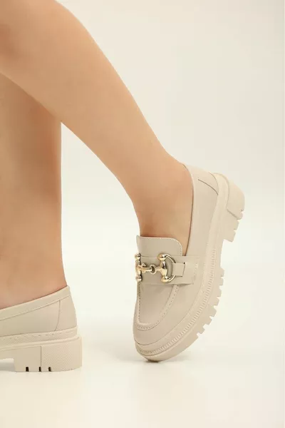 CHAUSSURES LEOFER BEIGE ( GLORY ) BOUCLE POUR FEMME