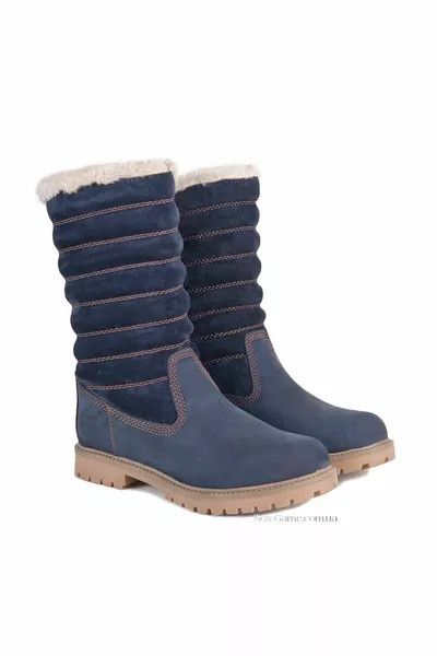  Stivali blu navy con interno in pelliccia