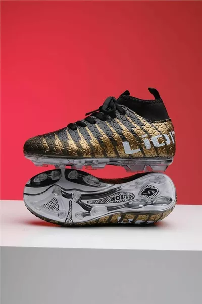 Chaussettes cheville col roulé chaussures de football NOIR - OR