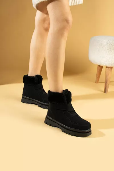 Bottes noires à semelle confortable velcro pour enfants