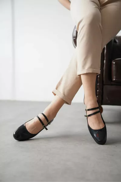 Rola ballerina's voor dames - zwart lakleer