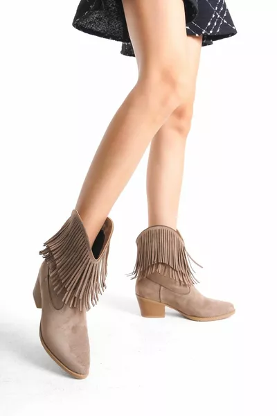 Женские замша миди длина каблуки ковбойские сапоги с бахромой вестерн остроконечный носок ковбойские сапоги