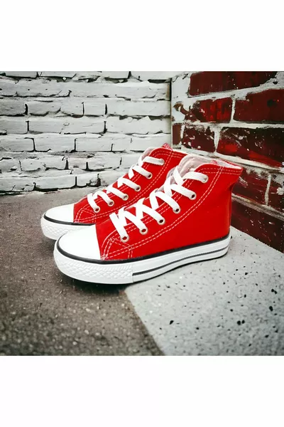 Червена водолазка Платнени модели Унисекс обувки за маратонки с връзки