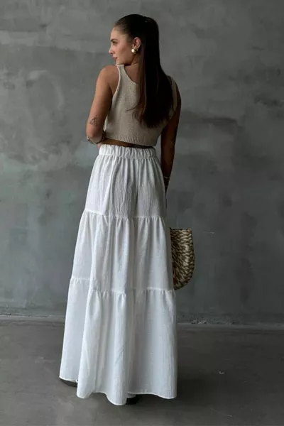 Gipe Detail Linen Long Skirt