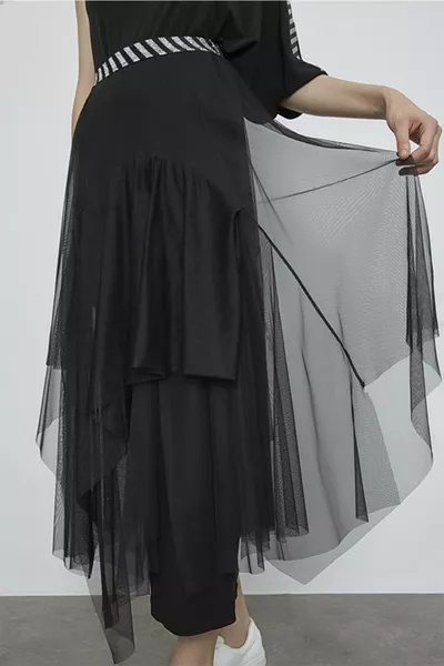 Kadın Sim Lastik Detaylı Tül Etek