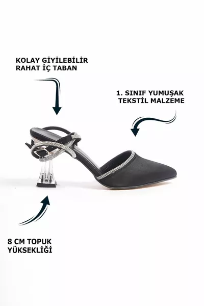 أسود الكاحل حجر الشريط التعادل الساتان شفافة عالية الكعب المرأة فساتين السهرة