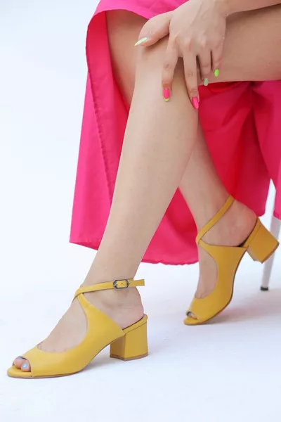 Kasey Natural Leather Material Heels 
