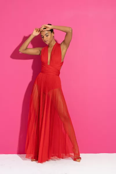 Pileli Uzun Tül Etek