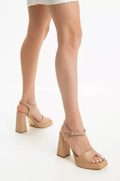 Hoekig plateau hoge dikke hakken voor dames